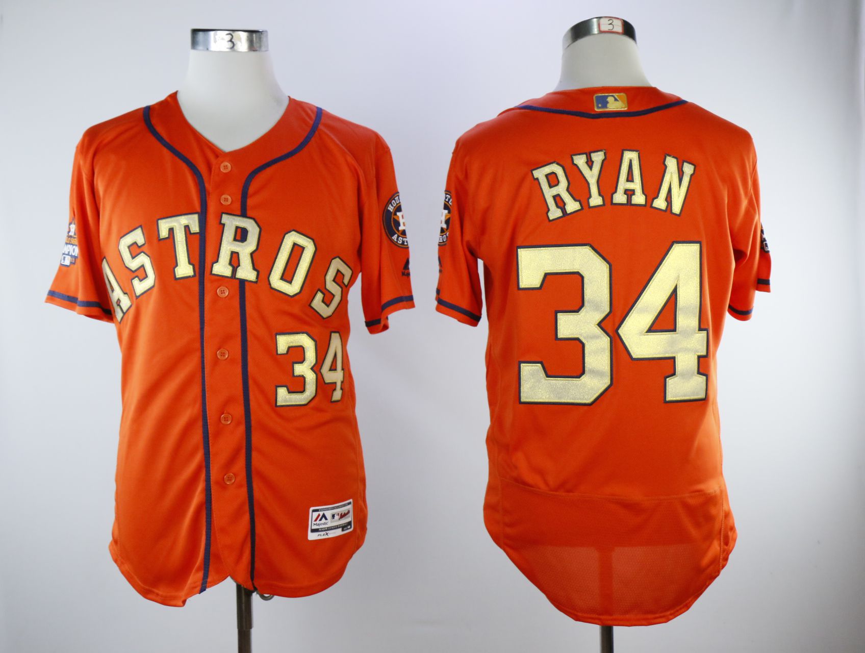 Men Houston Astros 34 Ryan Orange Elite Champion Edition MLB Jerseys